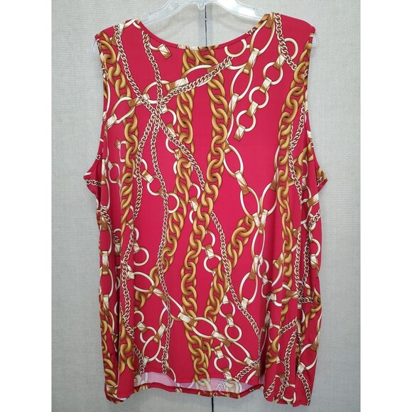 Maggie Barnes Red Chain Print Stretchy Button-Up Jacket with Tank Top Size 2X - Picture 10 of 10